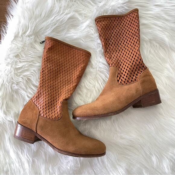 Sundance | Womens Magnolia Boots Sa-Ni Insoles Suede Laser-Cut Perforated Slouch - Picture 2 of 11